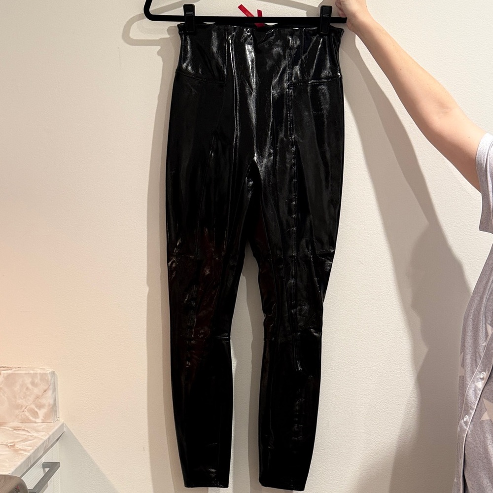 SPANX Black Patent High-Rise Leggings